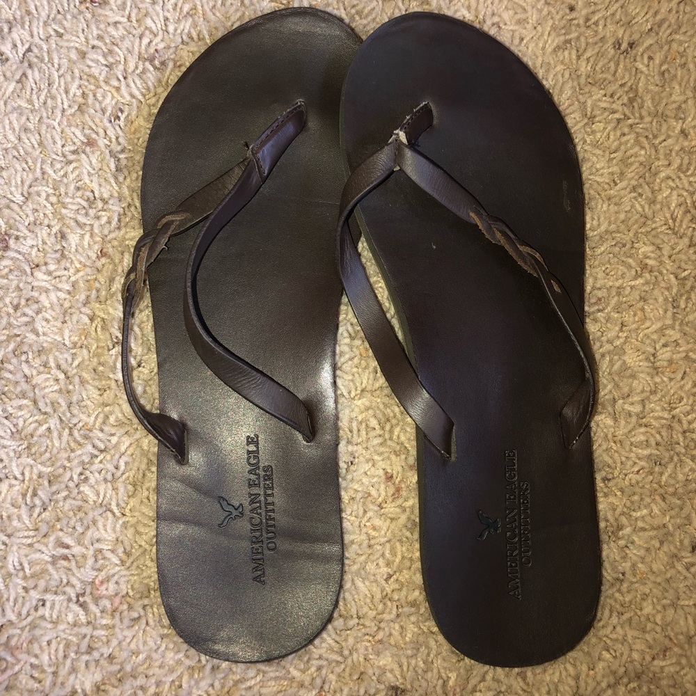 Brown flip flops